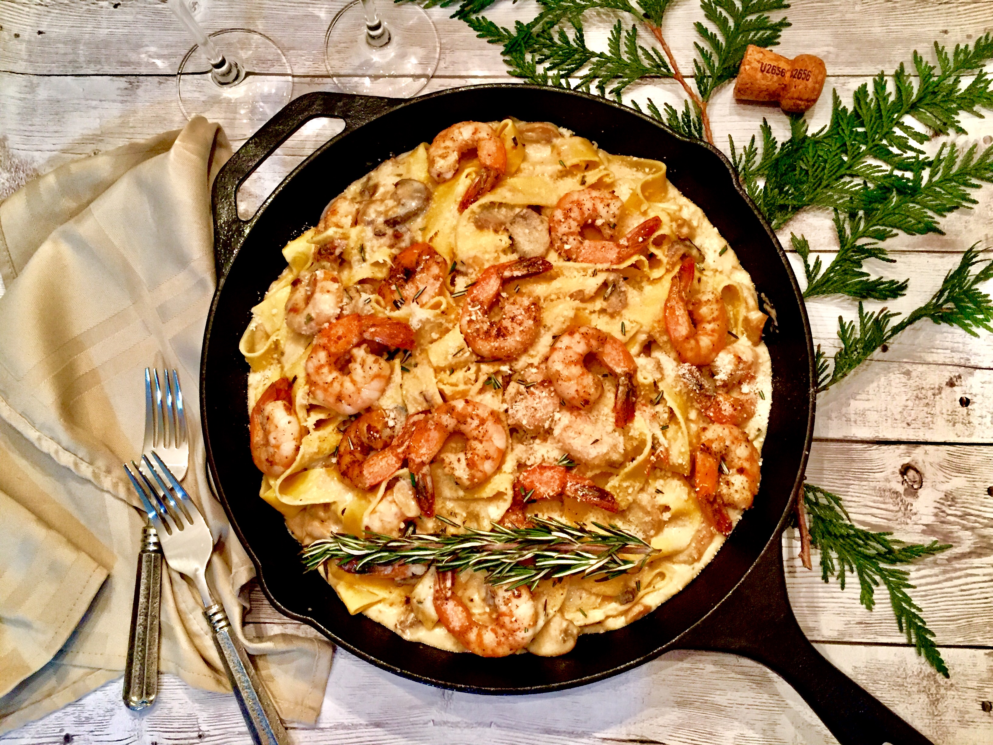 Champagne Shrimp Alfredo with Rosemary & Gouda