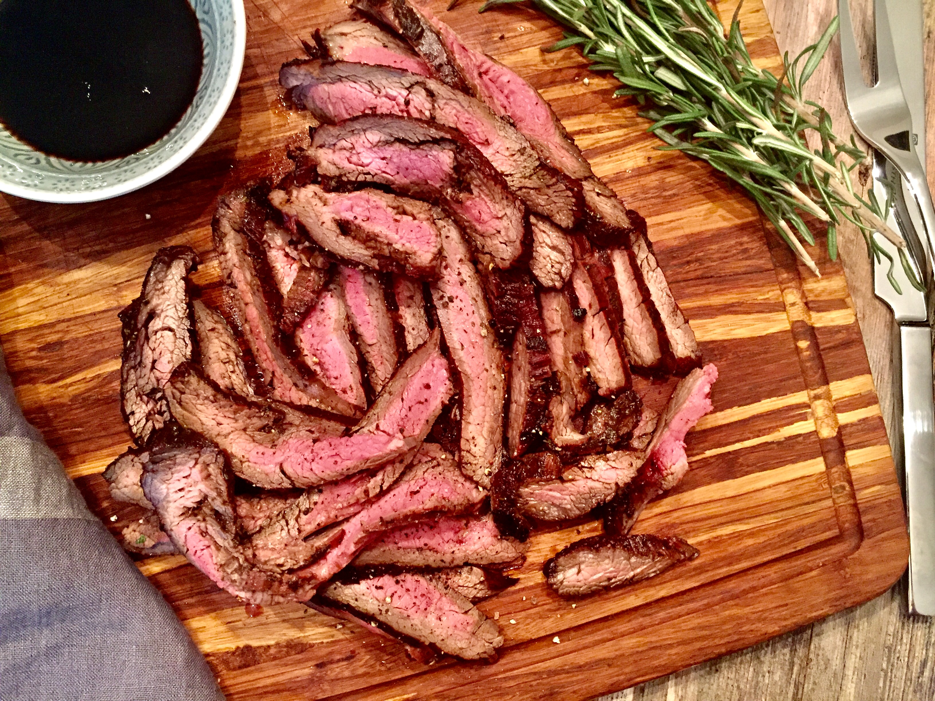 Balsamic and Rosemary Marinated Flank Steak - A Hint of Wine