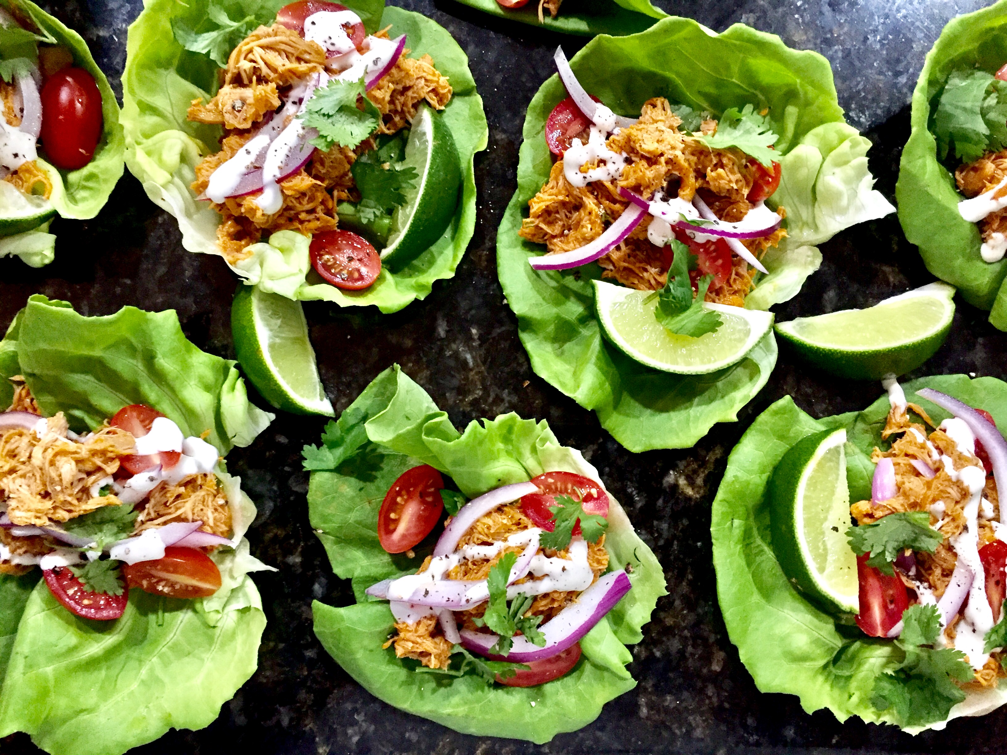 Pulled Buffalo Chicken Lettuce Wraps