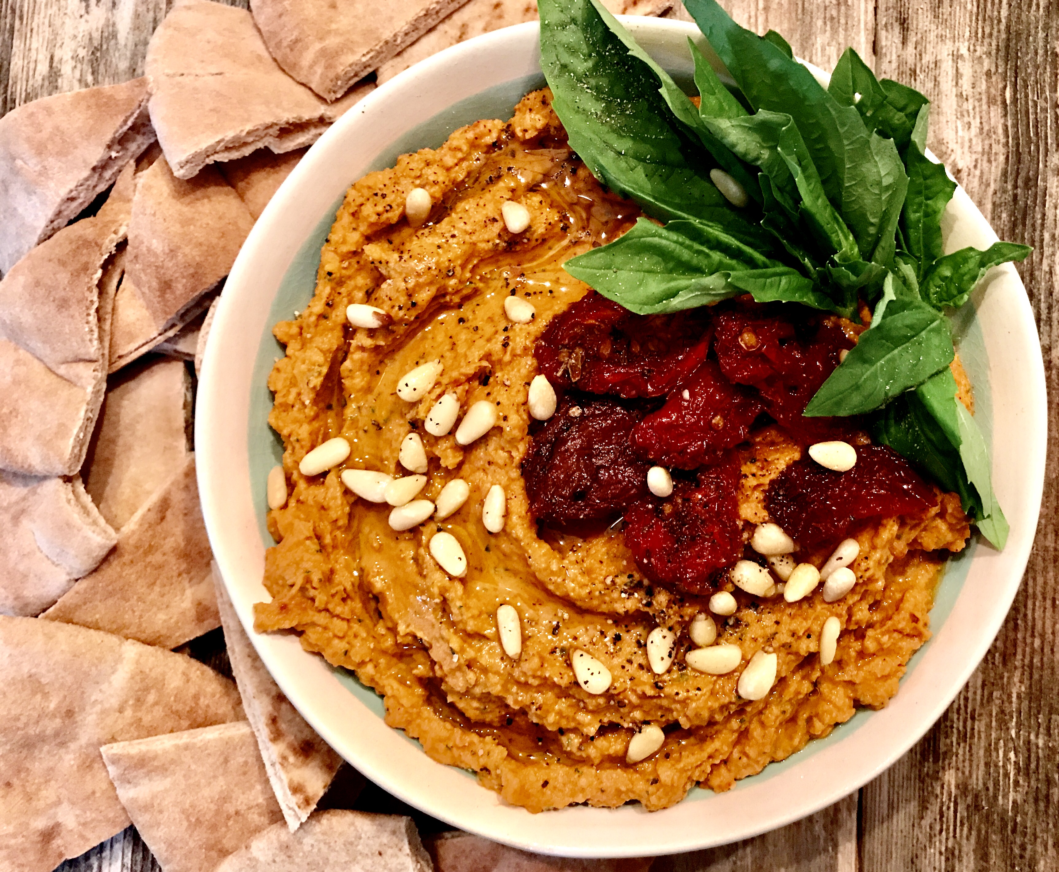 Sun Dried Tomato and Basil Hummus