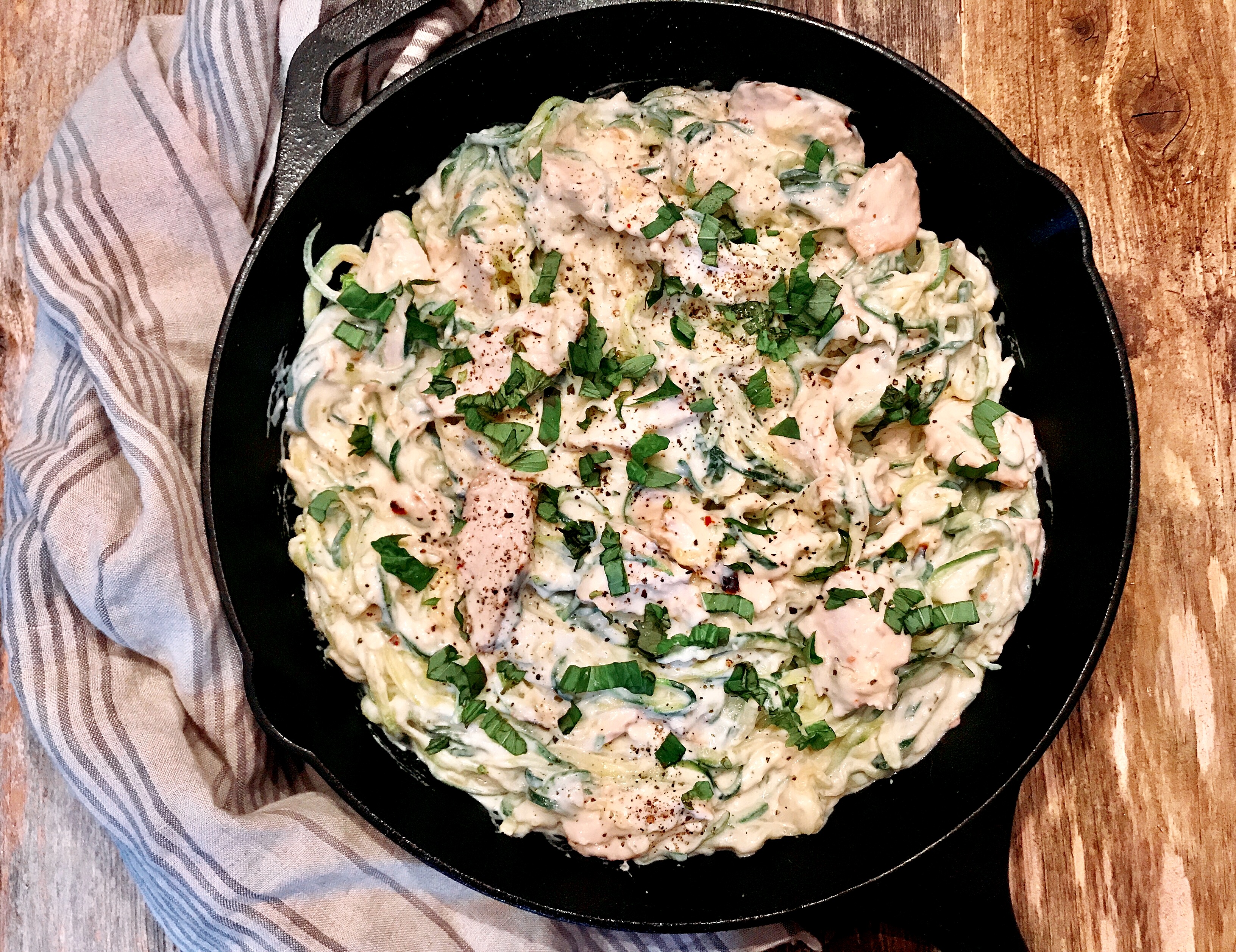 Zucchini Noodle Chicken Alfredo