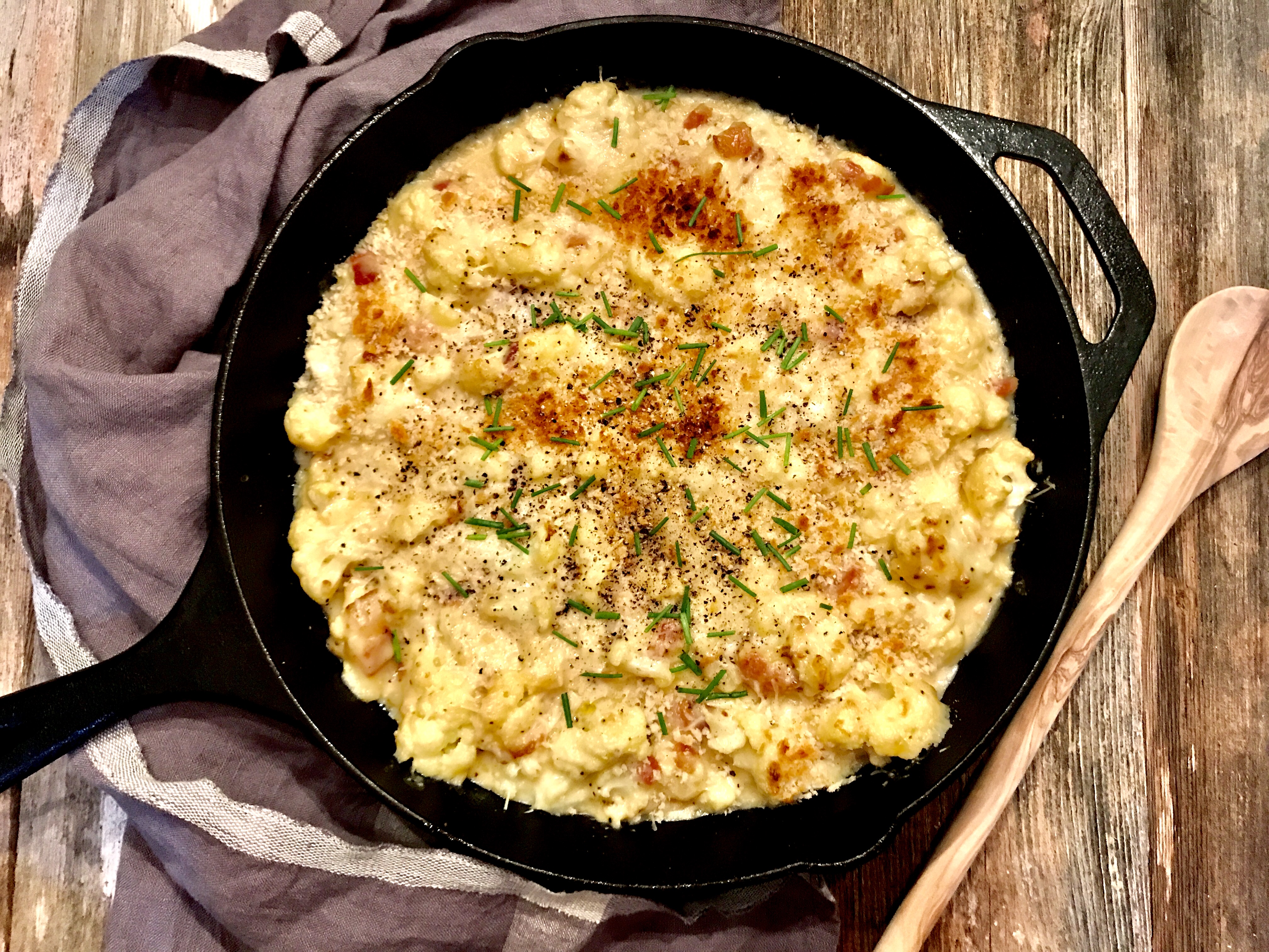 Smoked Gouda and Bacon Cauliflower Au Gratin