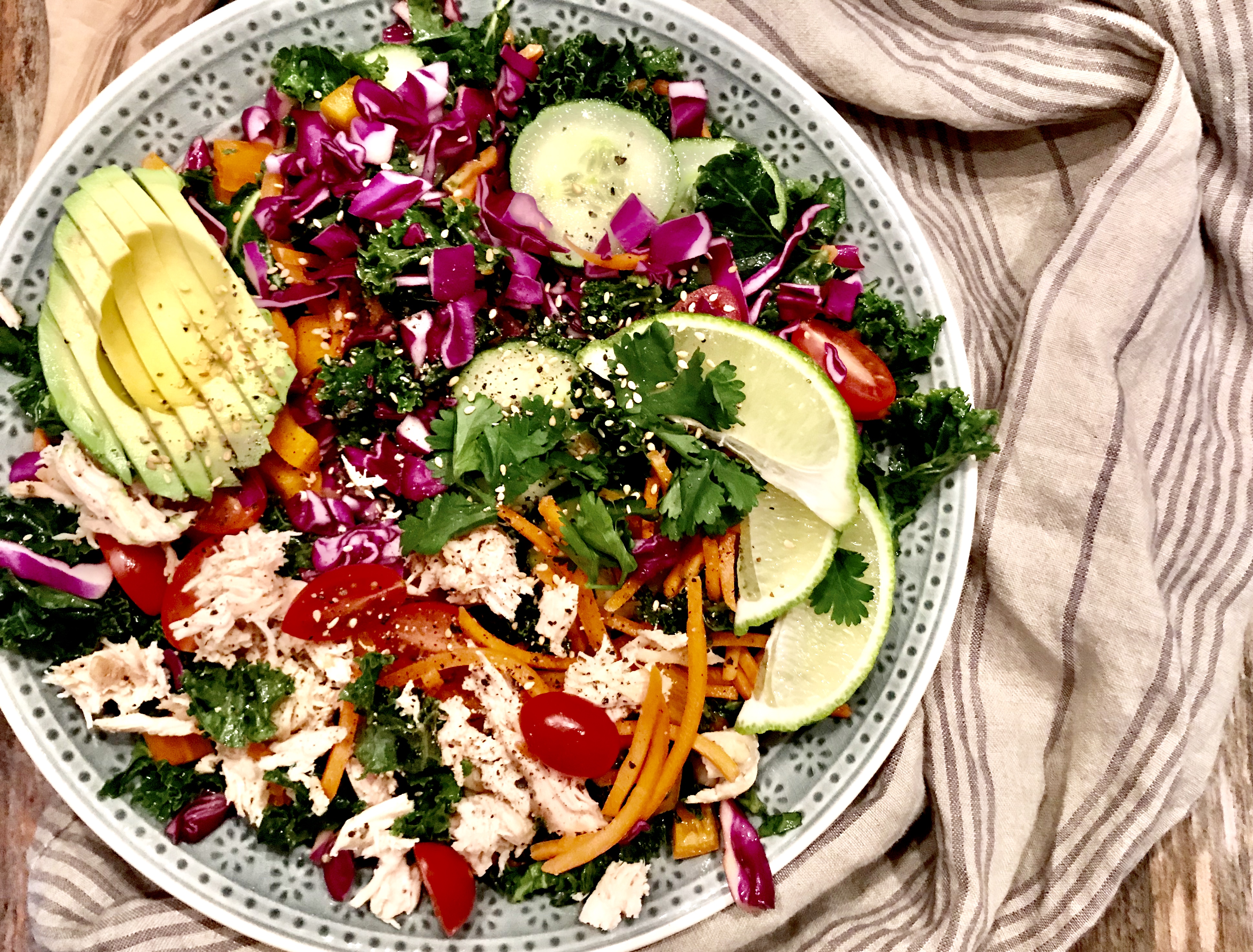 Asian Kale Salad with a Sriracha-Peanut Dressing