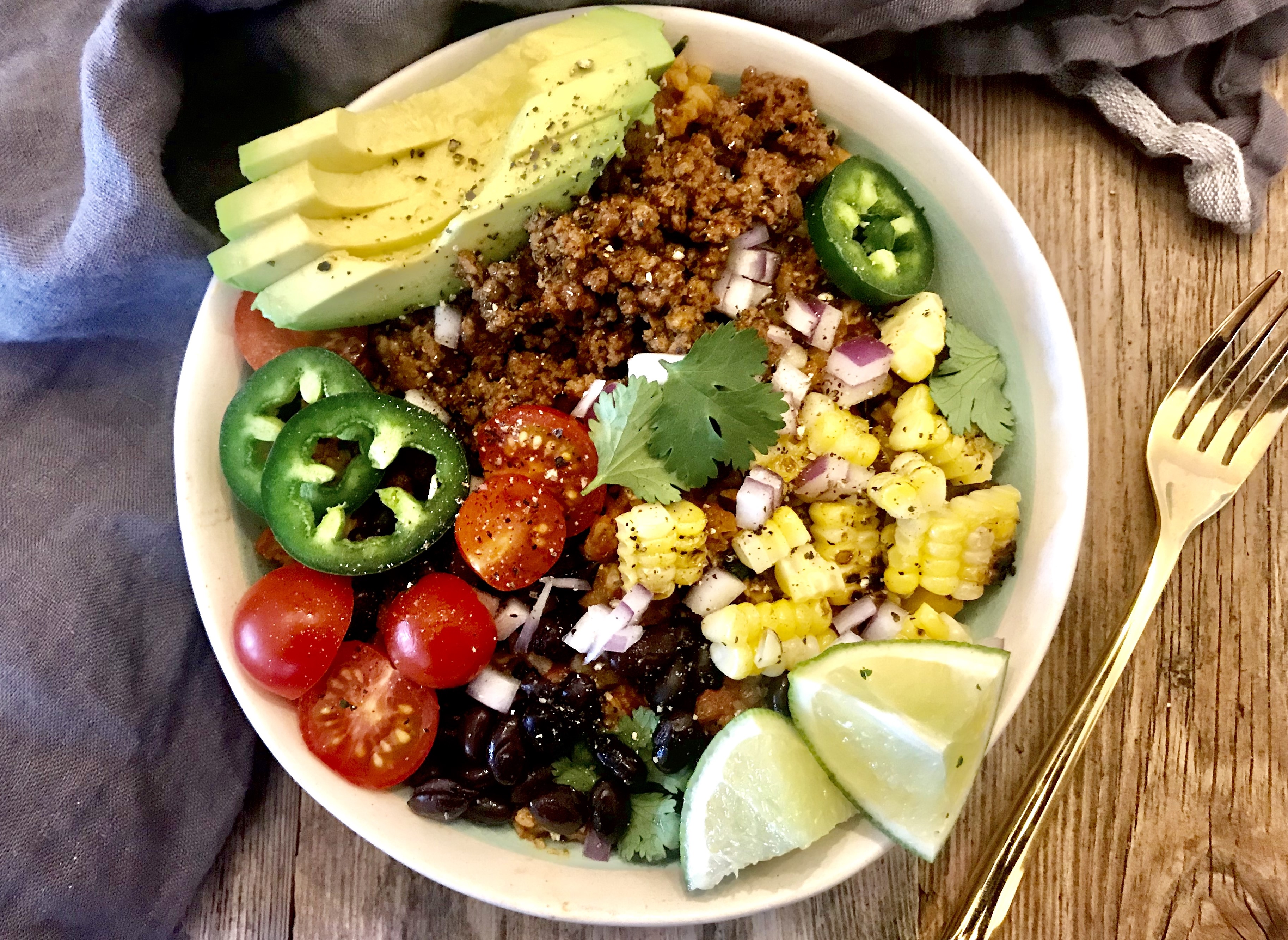 Taco Bowls with Mexican-Style Cauliflower Rice