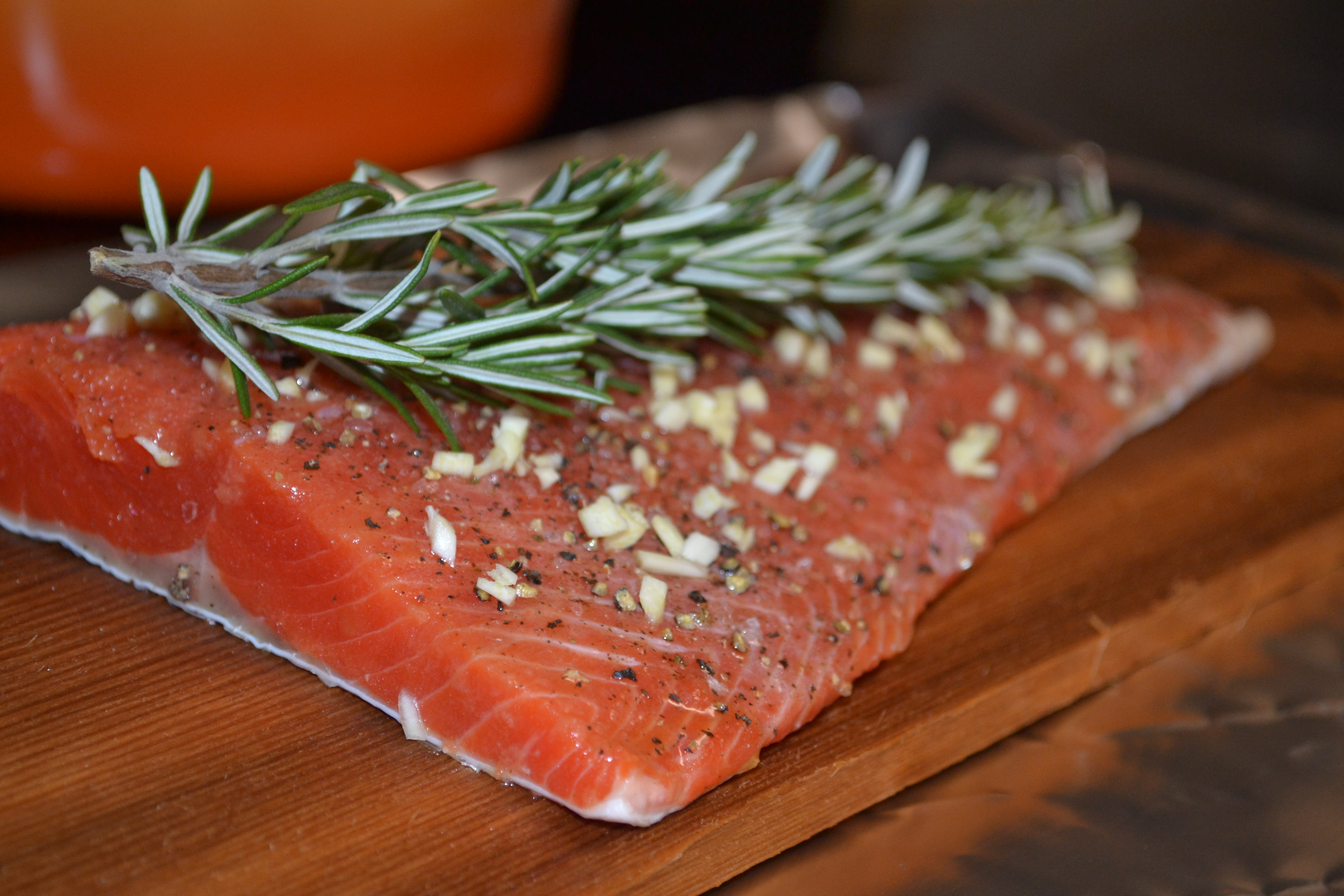 Cedar Planked Salmon with Shallot and Thyme Cream Sauce - A Hint of Wine