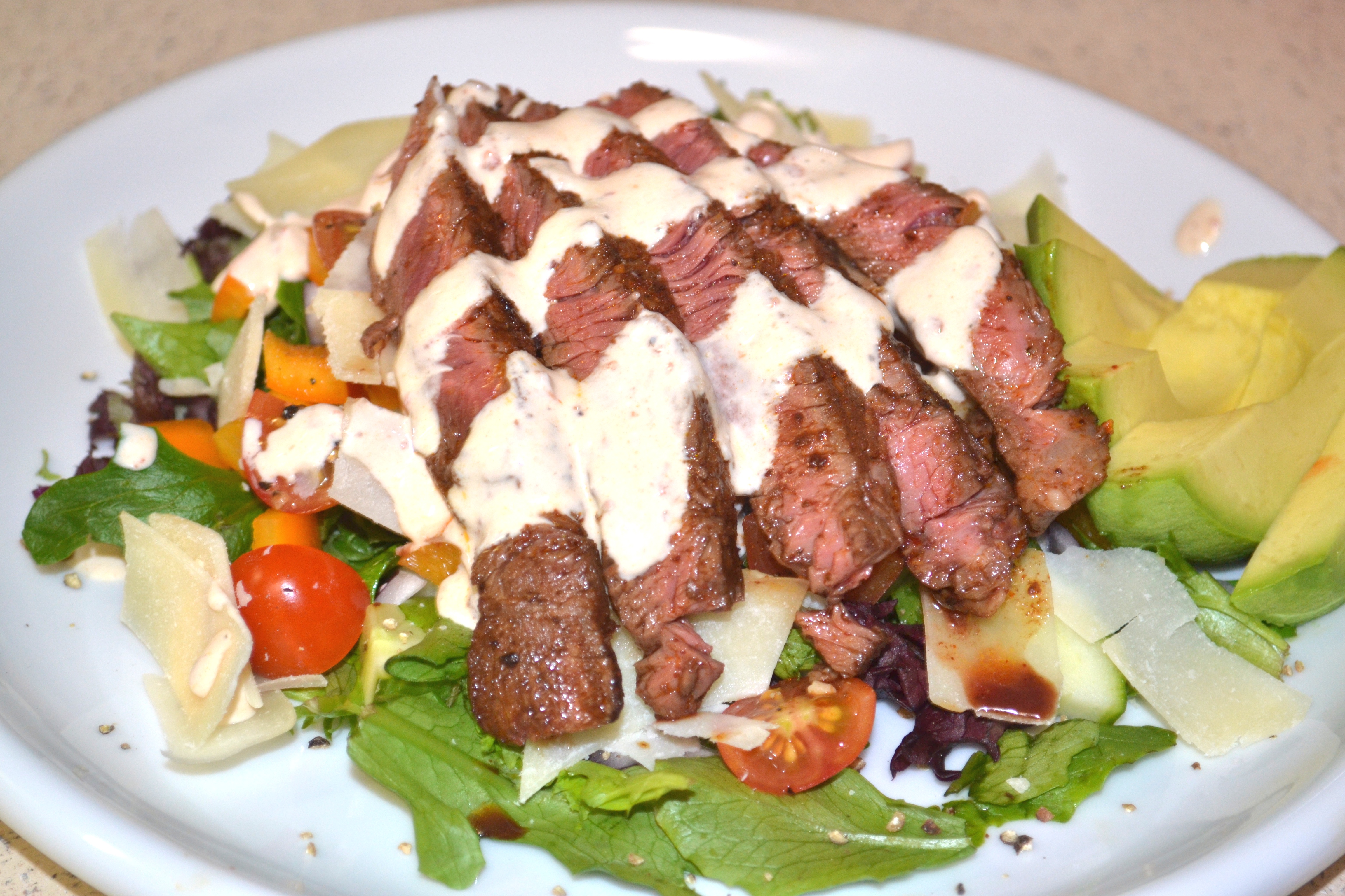 Cajun Rubbed Steak Salad with Creamy Chipotle-Cider Dressing
