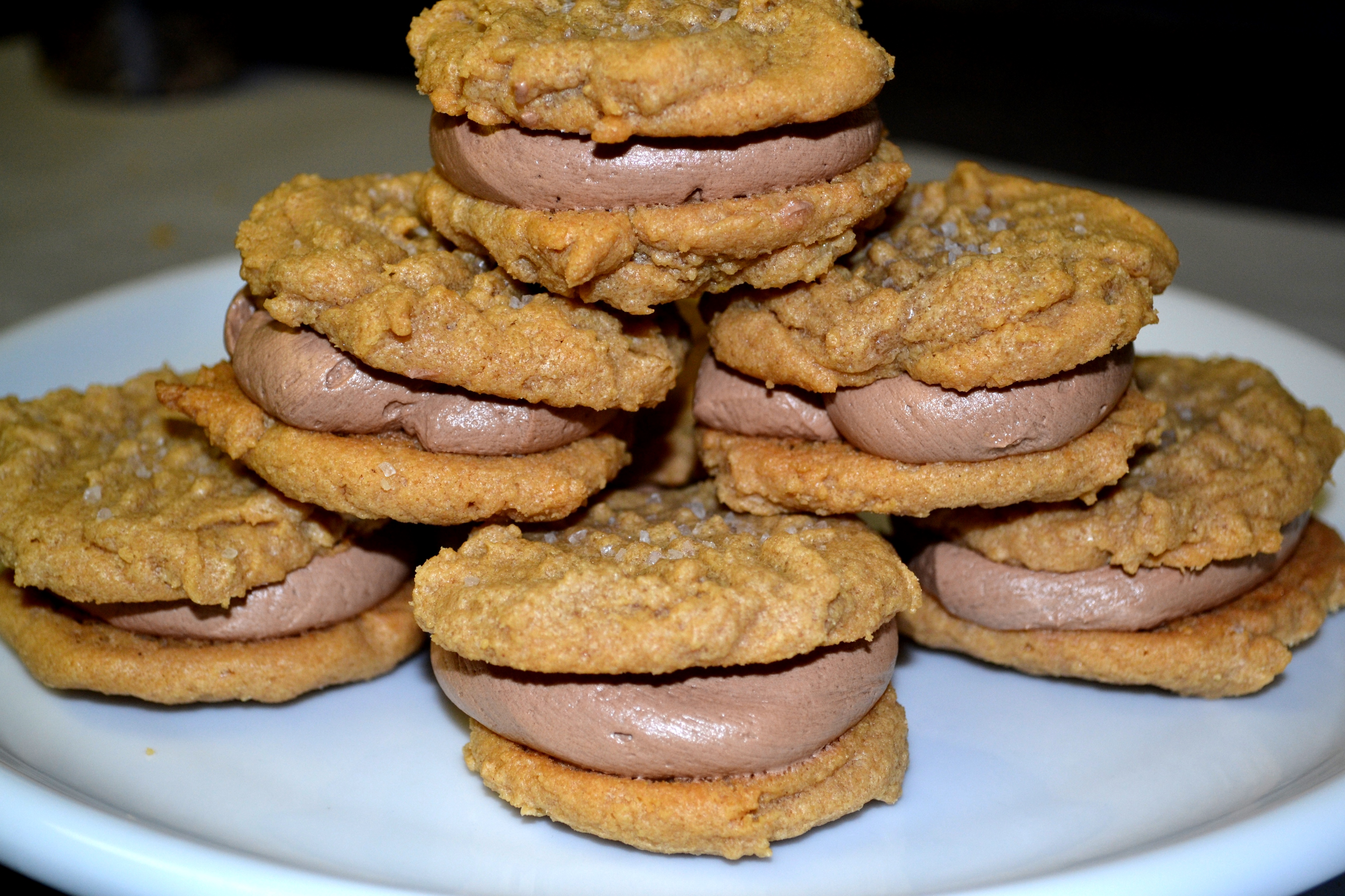 Peanut Butter Sandwich Cookies with Chocolate Buttercream Filling