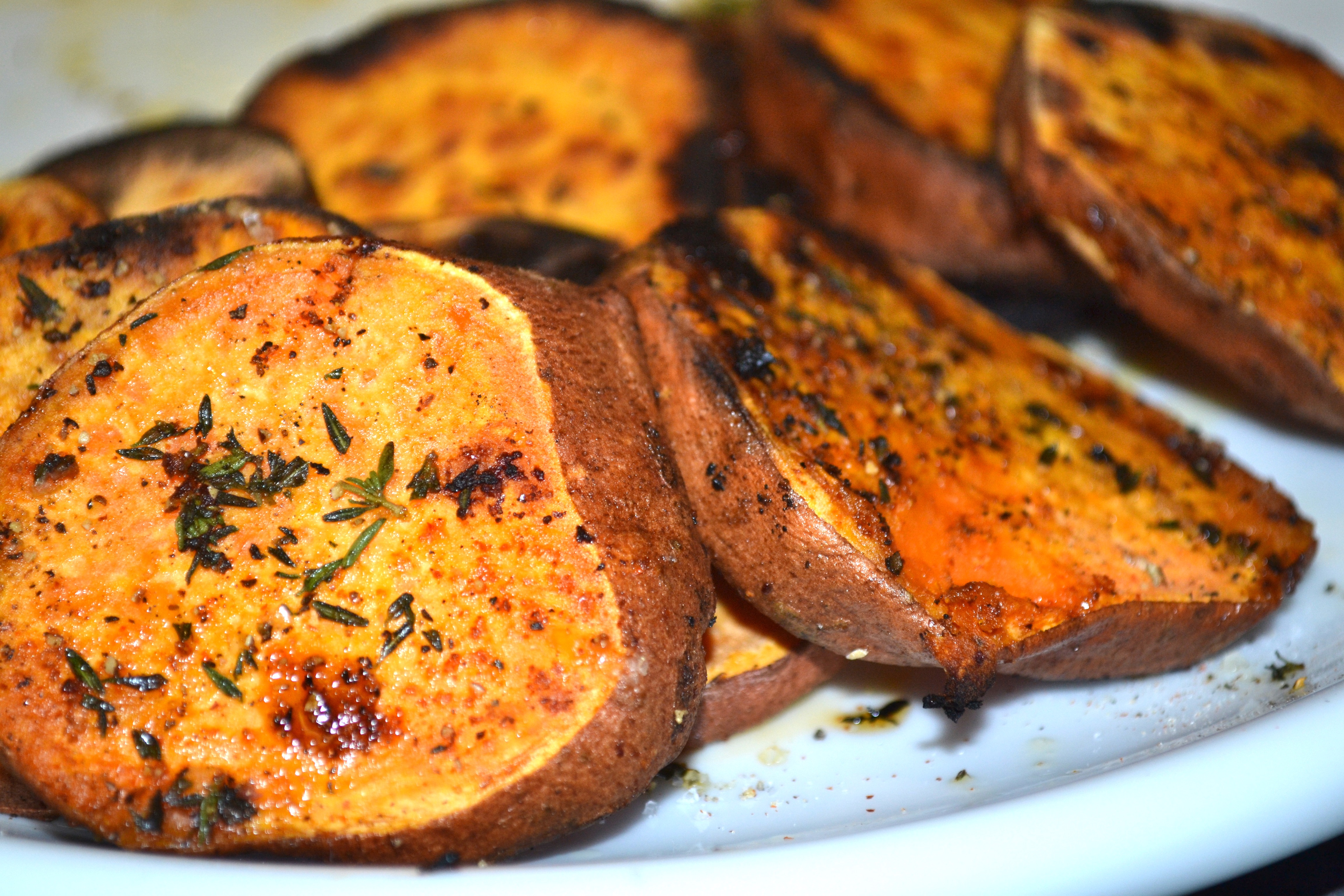 Grilled Sweet Potatoes with Fresh Thyme and Cayenne