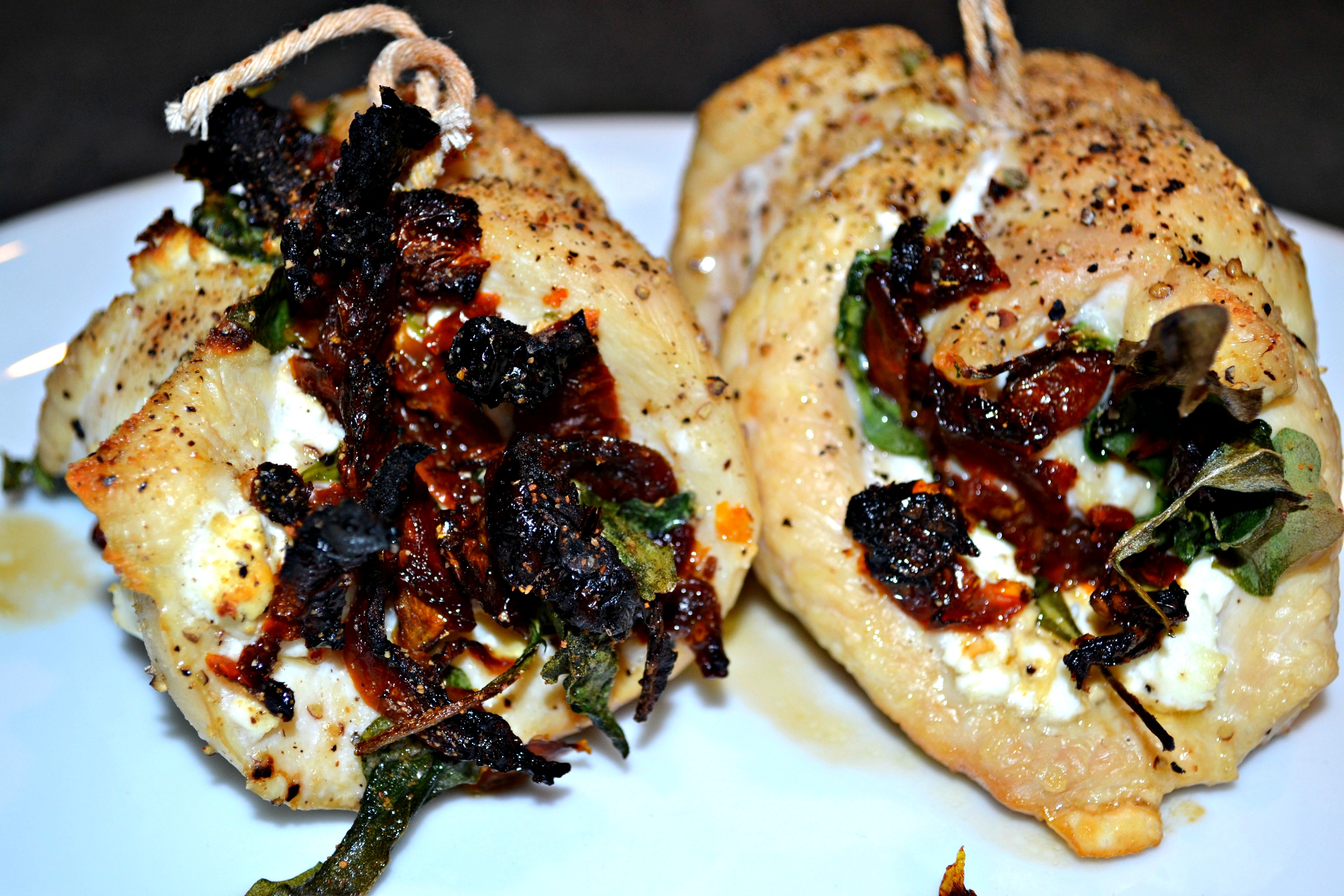 Sun-Dried Tomato, Goat Cheese and Arugula Chicken Roulades