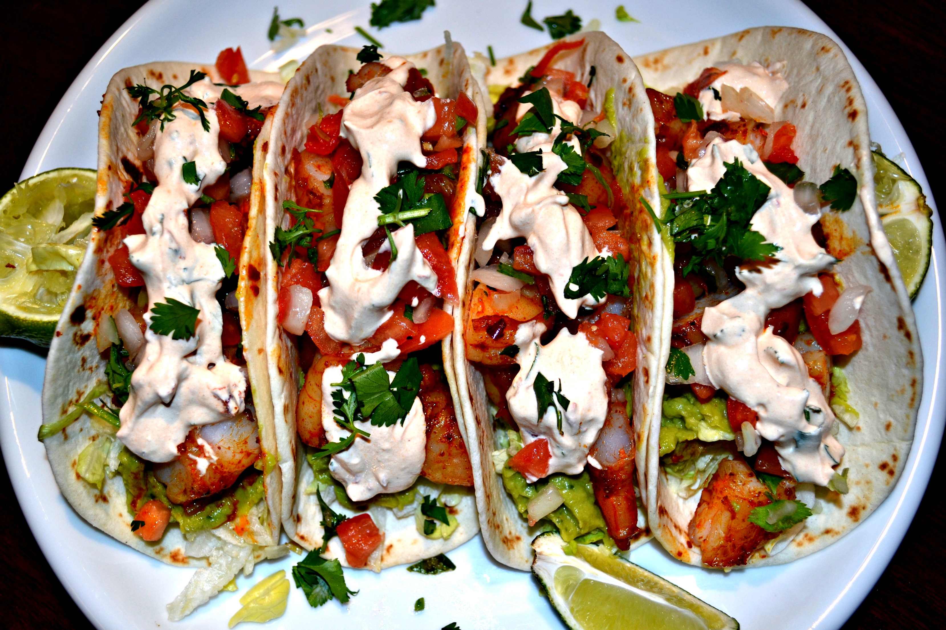 Chipotle Shrimp Tacos with Cilantro-Lime Crema