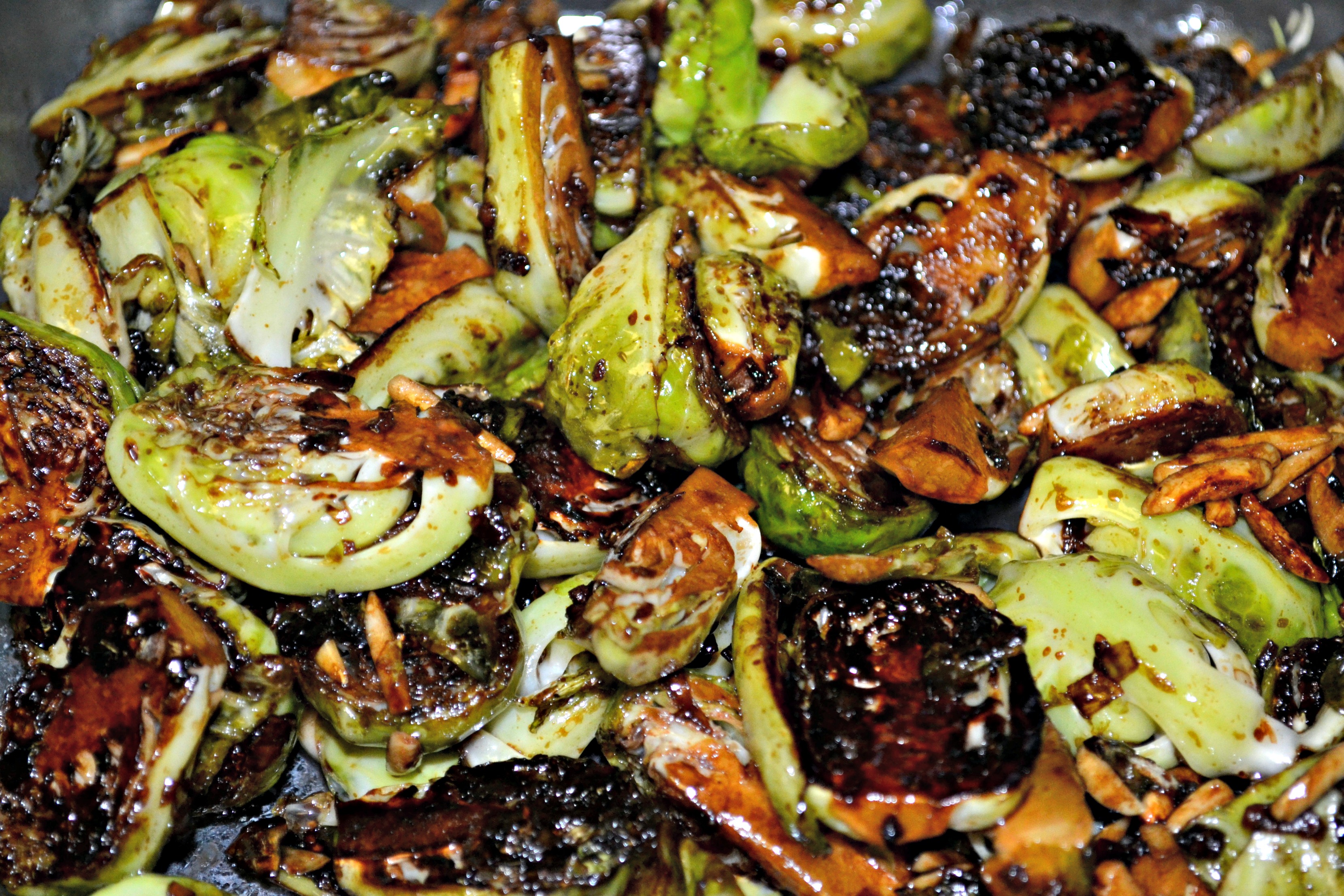 Brussels Sprouts with Smoked Balsamic Vinegar, Shallots and Slivered Almonds