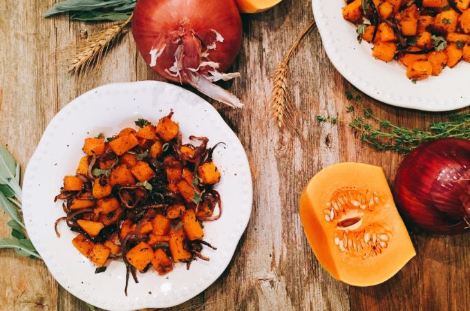 Roasted Butternut Squash with Red Onion and Sage