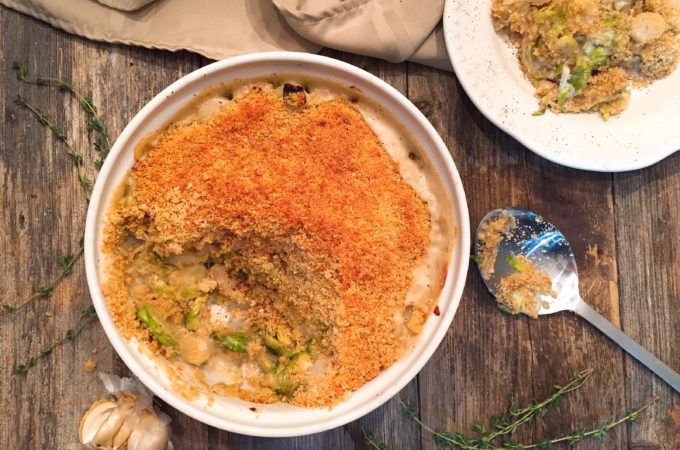 Brussels Sprouts and Pearl Onion Gratin with Gruyere