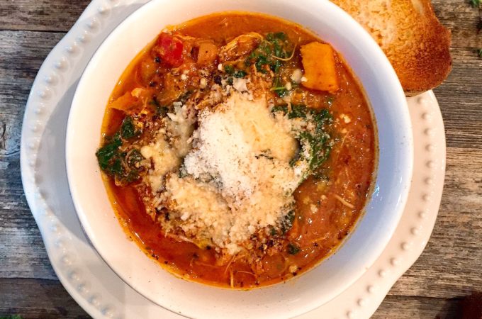 Chicken Chili Stew with Sweet Potatoes & Kale