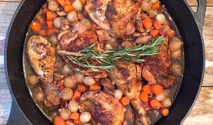 Coq Au Vin with Red Wine & Pearl Onions