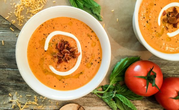 Creamy Tomato Soup with Bacon & Cheddar - A Hint of Wine