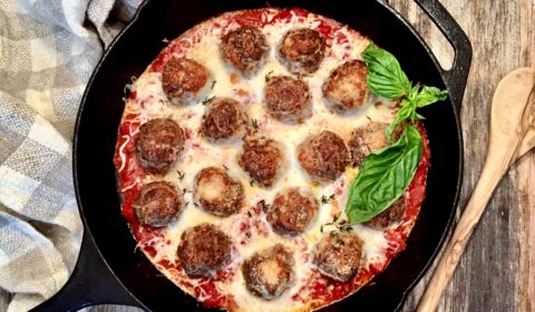 Cheesy Meatball Skillet With Spicy Tomato Sauce - A Hint Of Wine