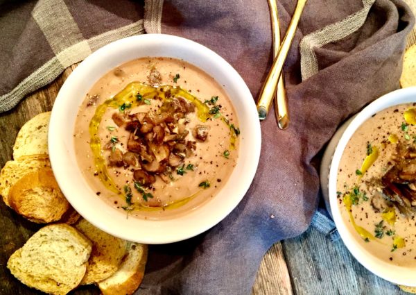 Cream of Mushroom Soup with Red Wine and Thyme