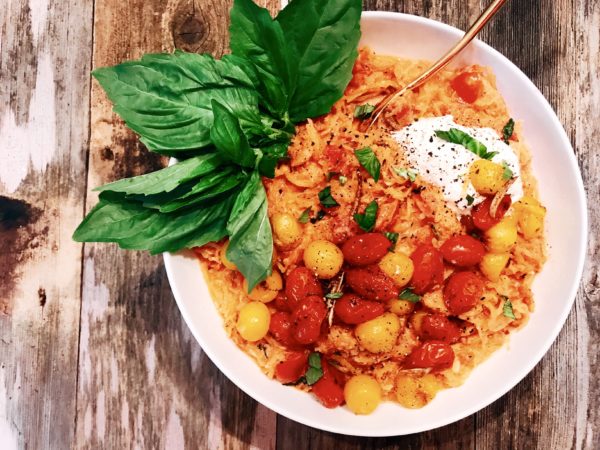 Spaghetti Squash with a Ricotta and Roasted Tomato Cream Sauce