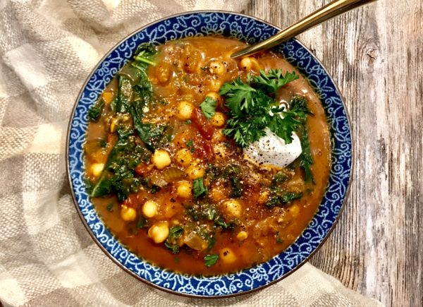 Slow Cooker Moroccan-Spiced Sweet Potato and Kale Detox Soup