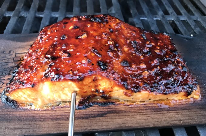 Grilled Cedar Planked Salmon with Asian Glaze